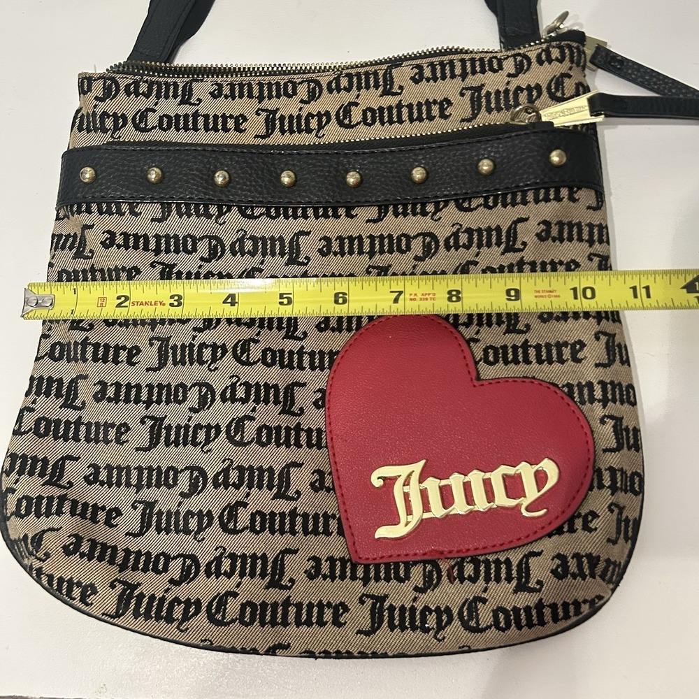 Y2K Juicy Couture Embellished Purse Crossbody Bag Logo Heart Gold Hardware Bling - Picture 13 of 16
